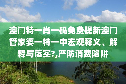 澳门特一肖一码免费提新澳门管家婆一特一中宏观释义、解释与落实?,严防消费陷阱
