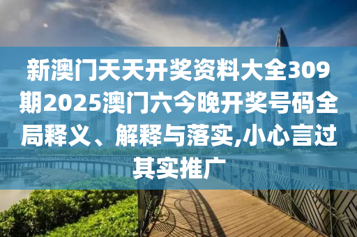 新澳门天天开奖资料大全309期2025澳门六今晚开奖号码全局释义、解释与落实,小心言过其实推广
