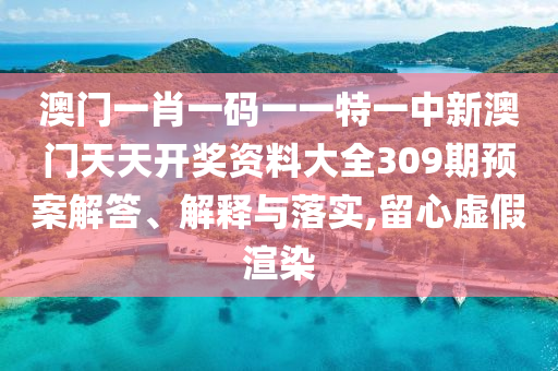 澳门一肖一码一一特一中新澳门天天开奖资料大全309期预案解答、解释与落实,留心虚假渲染