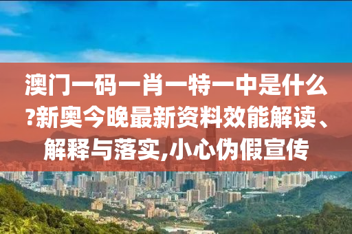 澳门一码一肖一特一中是什么?新奥今晚最新资料效能解读、解释与落实,小心伪假宣传