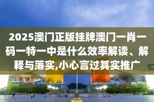 2025澳门正版挂牌澳门一肖一码一特一中是什么效率解读、解释与落实,小心言过其实推广